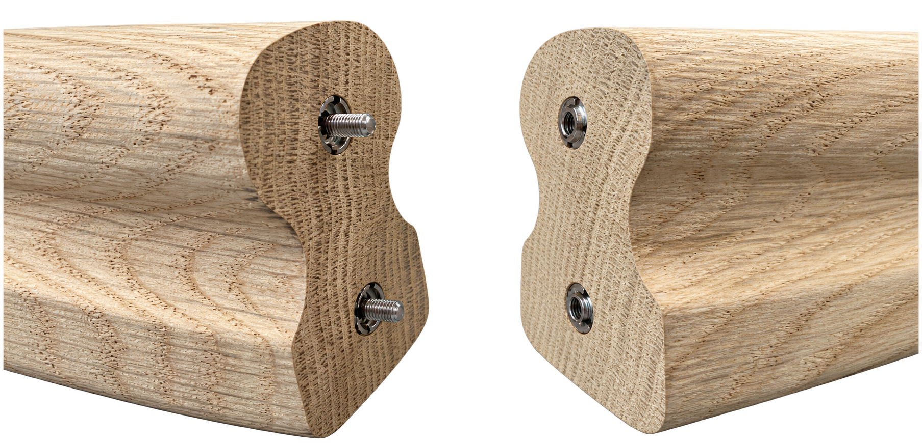 Profilierte Handlaufsegmente aus Holz mit vorbereiteter Verbindung