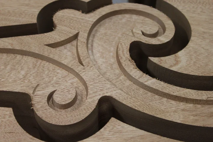 Detail: engraving and V-carving