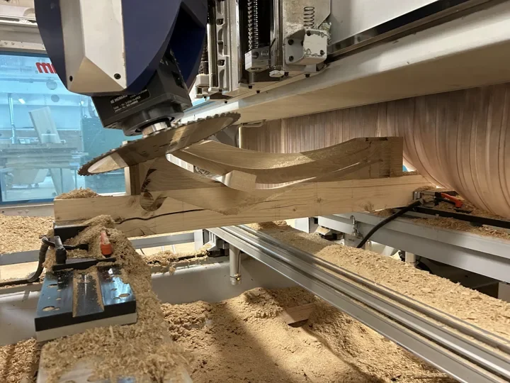 CNC machining of a three-dimensional wooden form