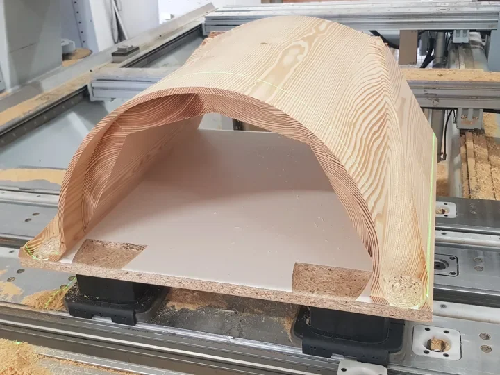Three-dimensional curved wooden form